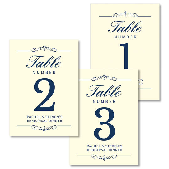 Double Scroll Table Number Cards